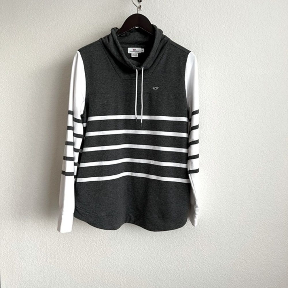 Gray and white striped Vineyard Vines pullover